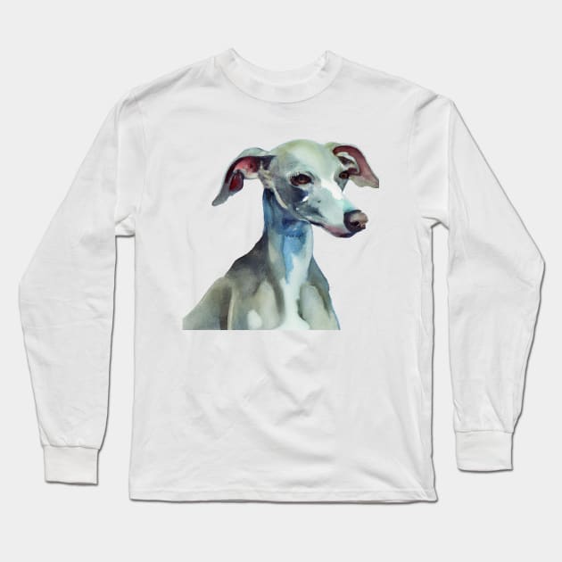 Watercolor Italian Greyhound - Dog Lovers Long Sleeve T-Shirt by Edd Paint Something